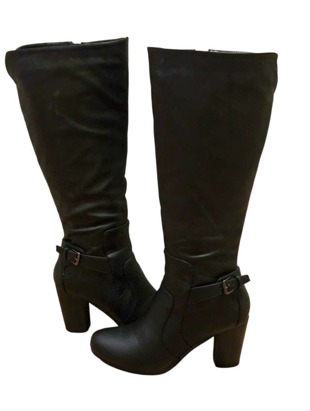 Journee Collection Carver Wide Calf Knee High Boots 3" Block Heel - Size 7.5